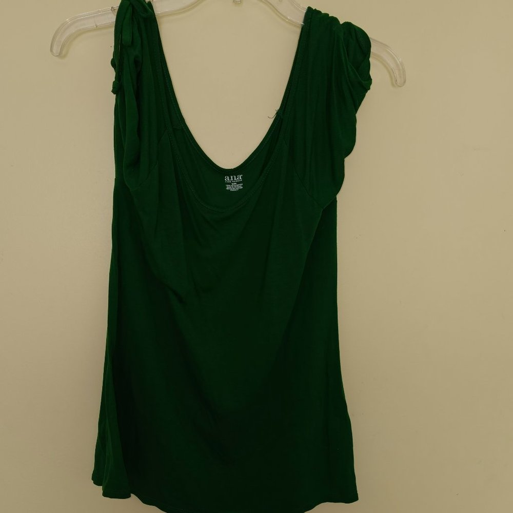 A.N.A A New Approach Women Green Shirt Open Shoulders Size M Short Sleeve Blouse